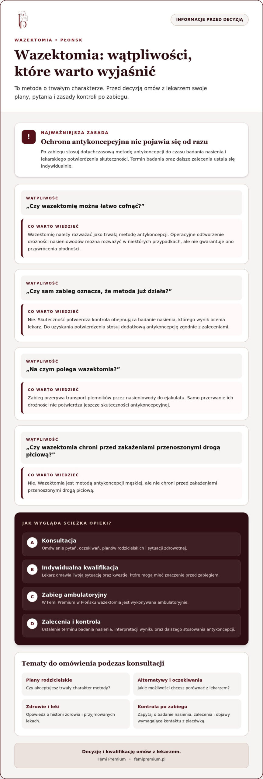 Wazektomia w Płońsku: jak podjąć świadomą decyzję?